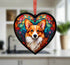 Corgi Stained Glass Effect Heart Suncatcher